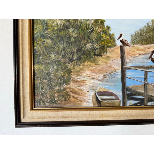 1970s Vintage Tropical Florida Landscape Oil Painting by J Kovach For Sale - Image 10 of 12