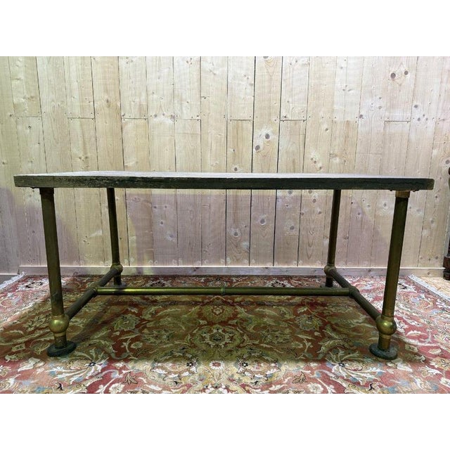 Workbench in Oak and Brass For Sale - Image 4 of 9