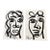 1970s Black and White Cubist Portrait Paintings by Peter Keil - Set of 2 For Sale