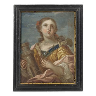 Religious Artist, Saint Barbara, 18th Century, Oil on Canvas For Sale