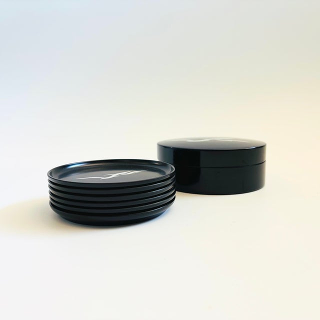 Otagiri Company Mid 20th Century Otagiri Lacquerware Seagull Coasters - Set of 7 For Sale - Image 4 of 11