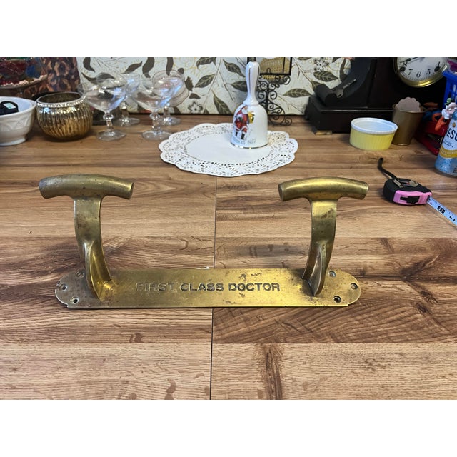 Metal 1970s Large Brass First Class Doctor Hanger Coat Rack/Hat Rack For Sale - Image 7 of 7