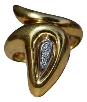 The Odette: Ladies 18K Gold Italian Snake Style Ring set with Diamonds