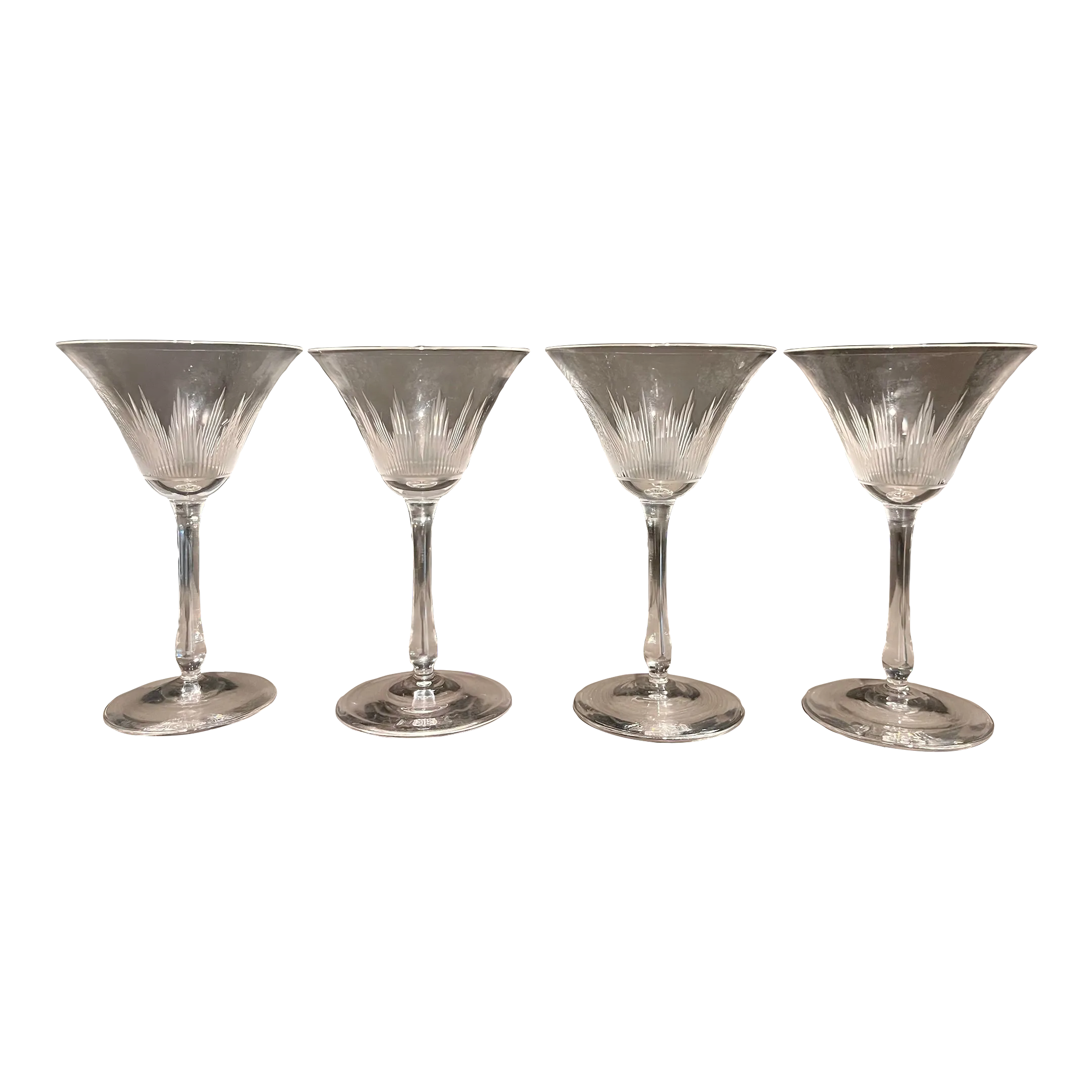 【希少】MARTINI アンティーク Set of 4 Vintage Stardust Etched Small Martini Glasses | Chairish