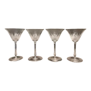 Set of 4 Vintage Stardust Etched Small Martini Glasses