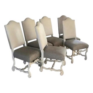 Drexel Heritage Leather Dining Chairs With Multicolor Tweed Woven Fabric For Sale