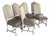 Leather Dining Chairs With Multicolor Tweed Woven Fabric For Sale
