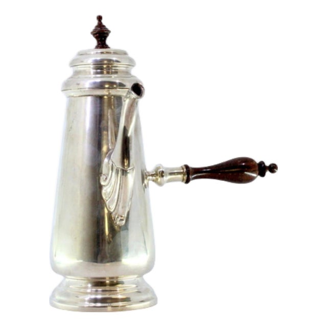 Silver Chocolate Maker with Wooden Handle For Sale