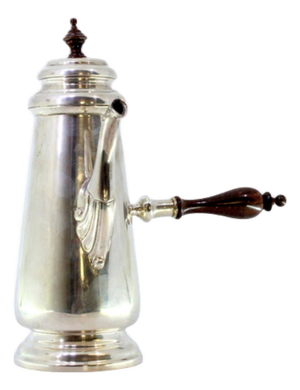 Silver Chocolate Maker with Wooden Handle