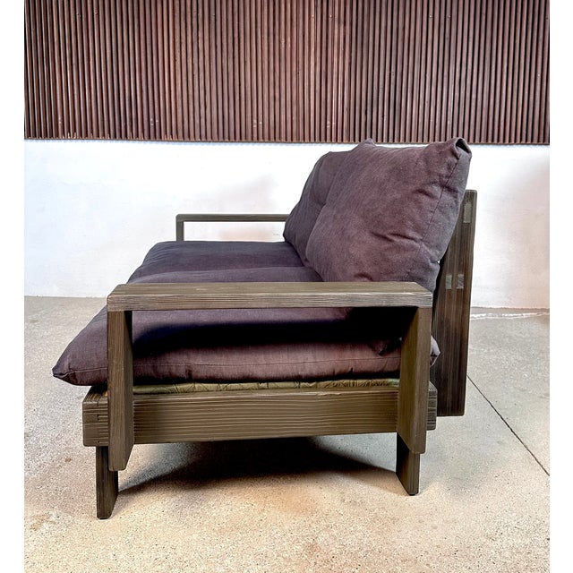 Brutalist Modular Sofa in Wood with Slate Top Side Table, Germany, 1960s, Set of 3 For Sale - Image 13 of 18