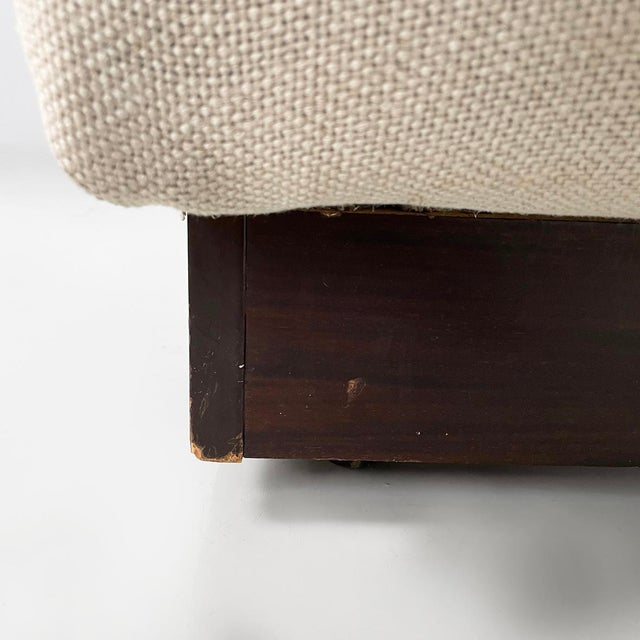 Modern Italian Rectangular Pouf in Wood and Beige Fabric, 1970s For Sale - Image 14 of 17