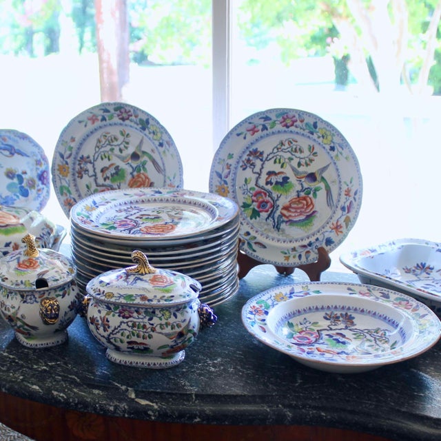 Set of English Ironstone Porcelain “Flying Bird” Pattern Dinner Service- 24 Pieces For Sale - Image 4 of 12