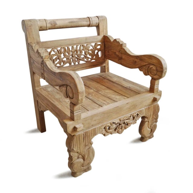 Boho Chic Vintage Outdoor Bali Roll Back Arm Chair For Sale - Image 3 of 9