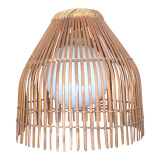 Vintage Bamboo Strip Hanging Pendant Light For Sale