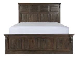 Walnut Stain Wood Panel King Bed Frame