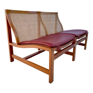 Rud Thygesen & Johnny Sorensen Two-Seater Leather Cane Wood Bench