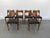 Stylish set of 6 teak Niels Møller Model 71 chairs with leather seats from the '50s. One chair has some damage on the wood...
