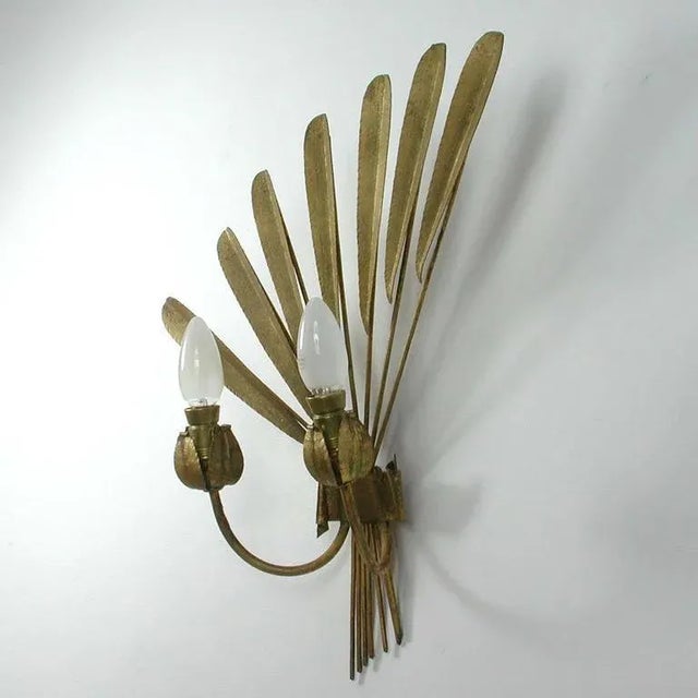Mid-Century Modern Mid-Century Spanish Gilt Sconce, 1950s For Sale - Image 3 of 11