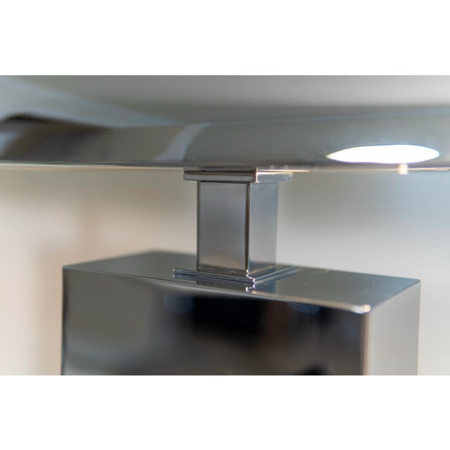 1980s Pair of Karl Springer "Sculpture Desk Lamp" in Polished Chrome 1980s (Signed) For Sale - Image 5 of 7