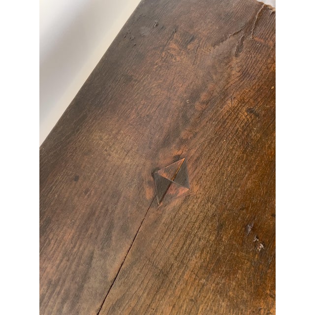 17th Century Antique 17th Century English Oak Plank Coffer For Sale - Image 5 of 13