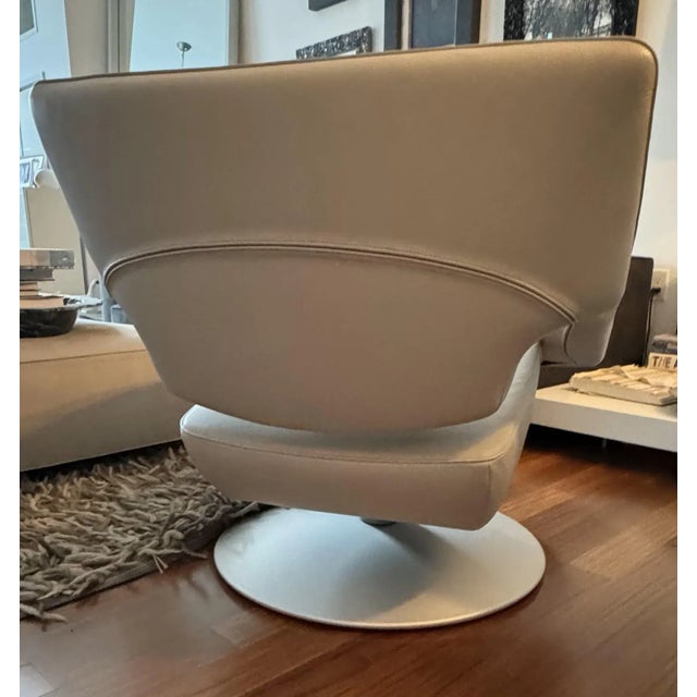 Contemporary De Sede Grey Leather Swivel Chair For Sale - Image 3 of 4