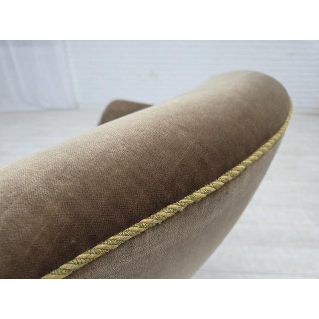 Danish Armchair in Green Furniture Velour, 1960s For Sale - Image 14 of 18