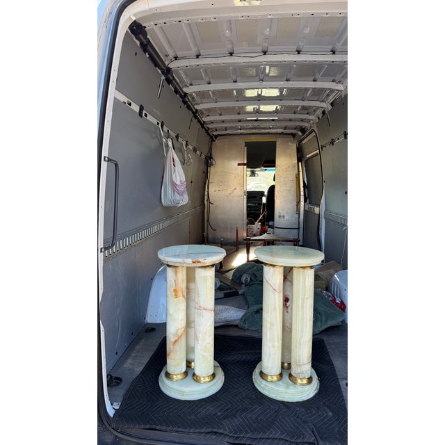 Mid-Century Modern Onyx Tripple Cylinder Base Side Tables Stand Pedestal Tables For Sale - Image 12 of 17