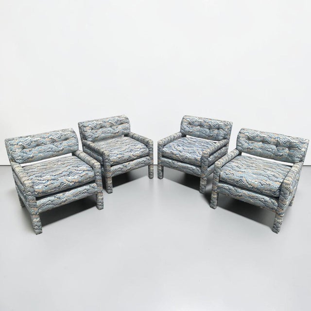 1970s 1970s Vintage Milo Baughman Style Upholstered Parsons Chairs For Sale - Image 5 of 9