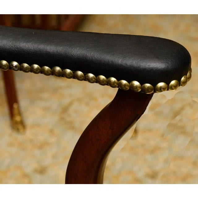 Mid 20th Century Modern English Mahogany and Leather Captains Chair For Sale - Image 5 of 7