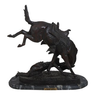 Frederic Remington Wicked Pony Bronze Cowboy Sculpture For Sale