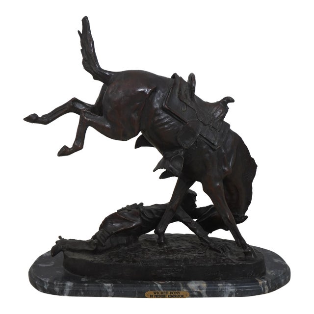 Frederic Remington Wicked Pony Bronze Cowboy Sculpture For Sale