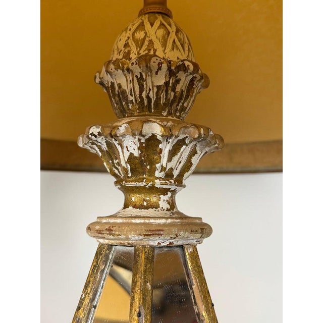 Vintage Italian Mirrored Obelisk Table Lamps, Giltwood, 1940s-50s - a Pair For Sale - Image 11 of 18