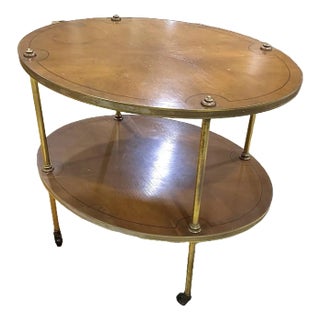 Two-Tier Mahogany and Brass Hollywood Regency Side Table For Sale