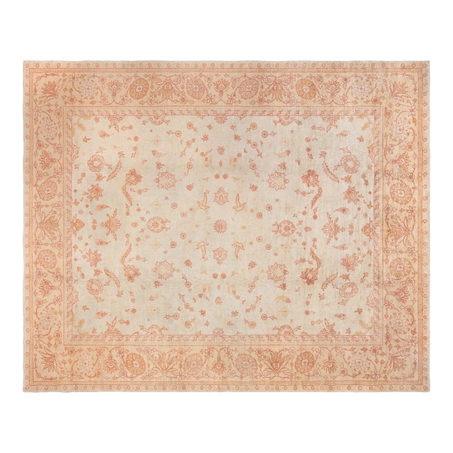 Authentic Turkish Oushak Handmade Wool Rug For Sale