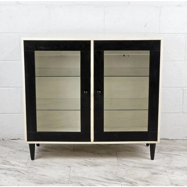 Nordisk Andels-Eksport Danish Modern Monochromatic Illuminated Glass Front Cabinet For Sale - Image 4 of 7
