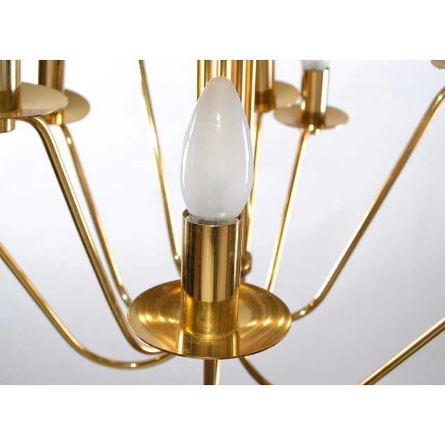 Stilkronen Mid-Century Modern Nine Lights Gold Plate & Brass Chandelier Italy For Sale In Miami - Image 6 of 13