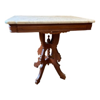 Antique Eastlake Marble Top Side Table For Sale