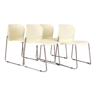 White SM400k Swing Chairs by Gerd Lange for Drabert, 1980s, Set of 4 For Sale
