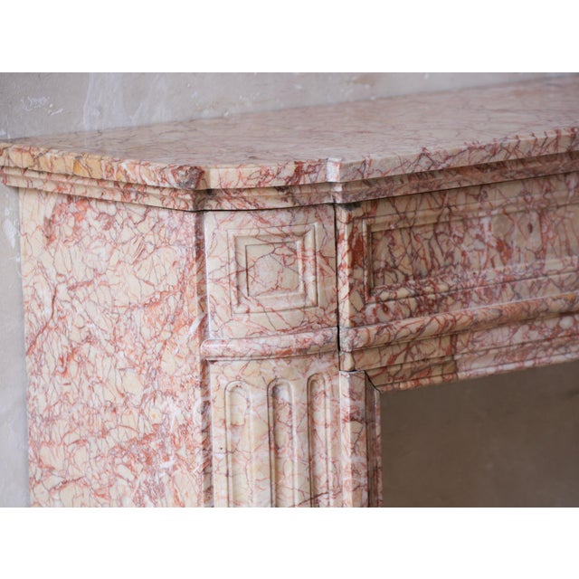 Antique French Marble Fireplace in Pink Tones For Sale - Image 6 of 13