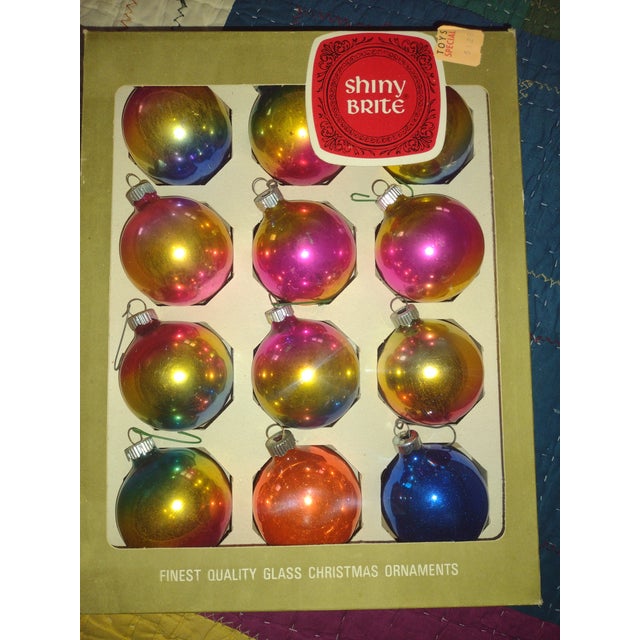 Shiny Brite Ombre Glass Ornaments in Original Box For Sale - Image 15 of 18