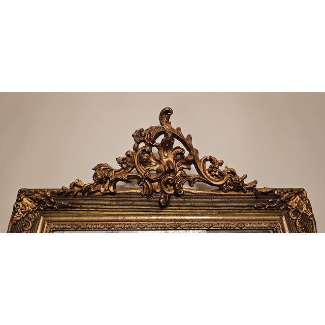 Late 19th Century Rococo Gilt and Wooden Wall Mirror For Sale - Image 4 of 5