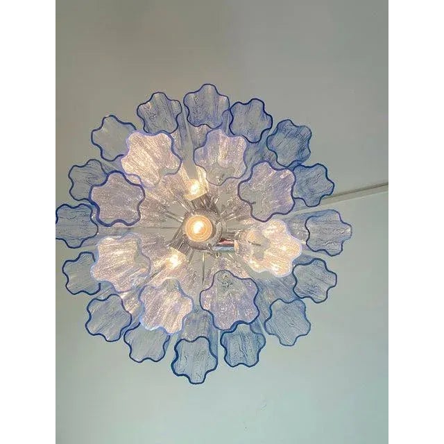 Early 21st Century Blue Tronchi Murano Glass Chandelier in Venini Style by Simoeng For Sale - Image 5 of 10