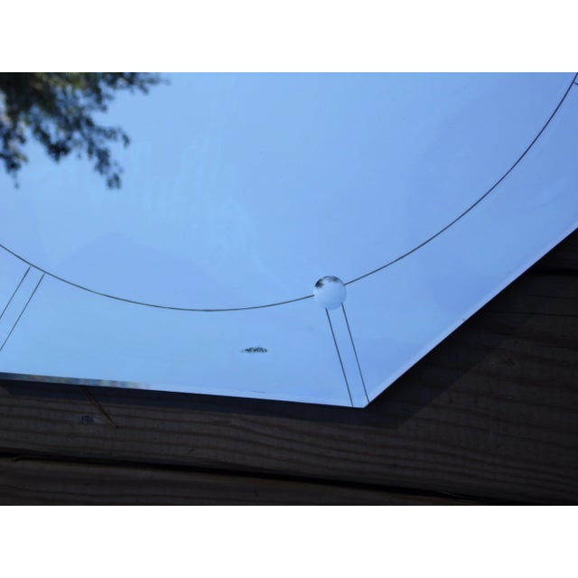 Vintage Art Deco Frameless Etched Octagon Wall Mirror Venetian Style For Sale - Image 9 of 9