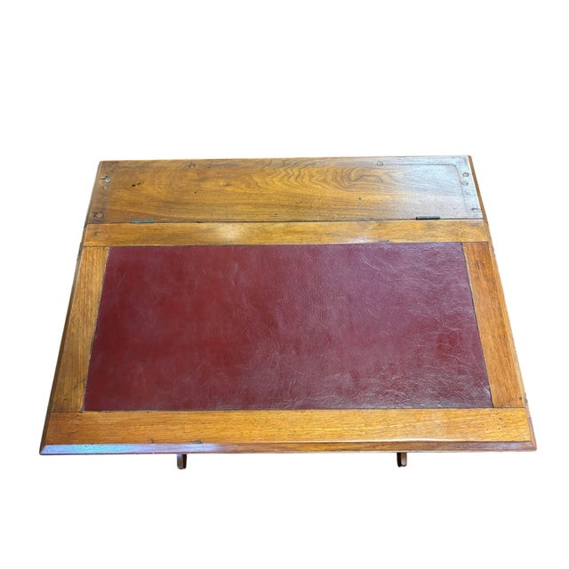 Antique Arts & Crafts Mission Oak Writing Desk & Upholstered Chair Set, Early 20th Century For Sale - Image 11 of 12