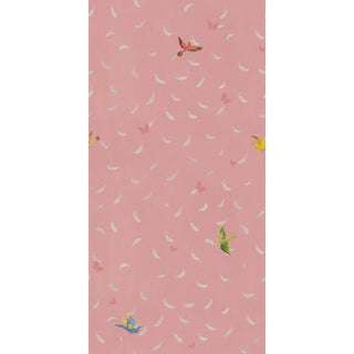 Feathers (var. 1) Wallpaper by Paule Marrot in Pink For Sale