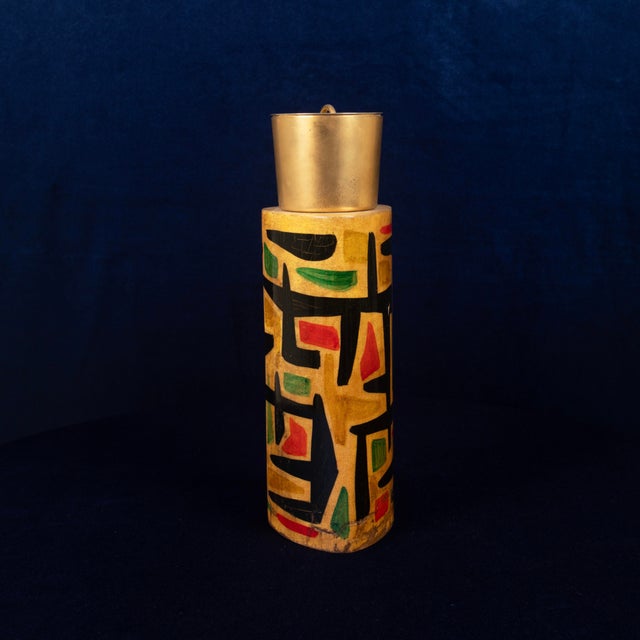 Aldo Tura Mod. 796D Parchment Thermos with Abstract Decoration by Aldo Tura, 1940 For Sale - Image 4 of 18