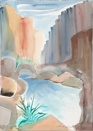 Harold Wallerstein - Canyon Landscape Watercolor on Paper