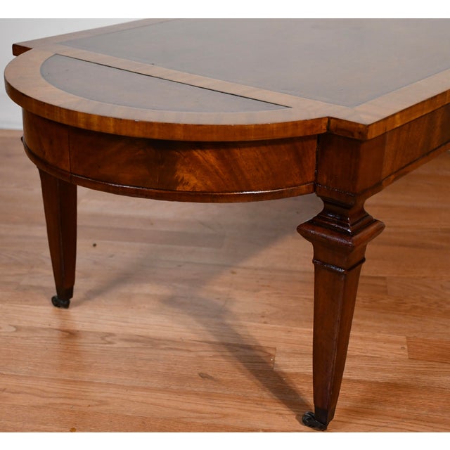 1930s English Regency Mahogany & Satinwood , Leather Top Coffee Table For Sale - Image 11 of 15
