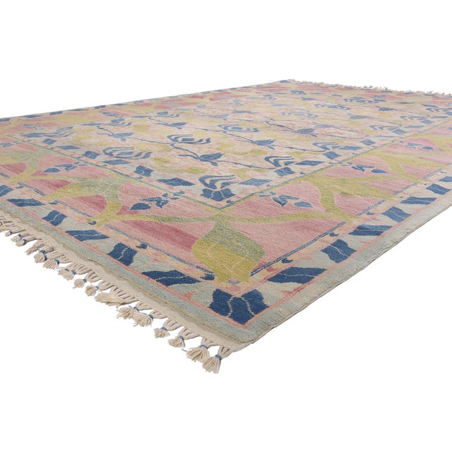 79744 Vintage Turkish Oushak Rug, 09'02 x 13'00. The Pastoral Symphony: A Vintage Turkish Oushak Masterpiece of Arts and...