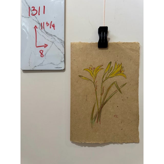 Henry Emil Salloch Original Watercolor on Paper Yellow Lilies, 1941. For Sale In Atlanta - Image 6 of 6